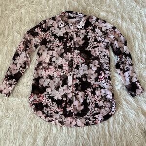 Banana Republic Floral Button-Down Women’s Top in Black and Pink